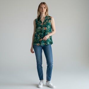 Staccato Green Floral Sleeveless Top